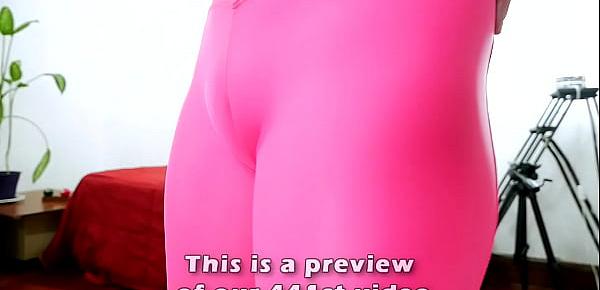  Busty Latina has most Amazing Puffy Cameltoe in Tight Pink Leggings